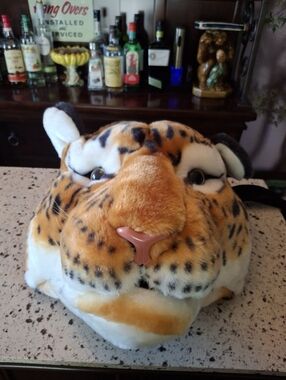 Large Plush Tiger Head Backpack  Orange, White, Black
